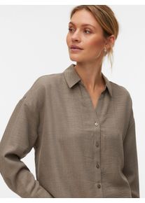 V&eacute;ro Moda Langarmbluse VERO MODA "VMMELANEY QUEENY LS SHIRT WVN NOOS", Damen, Gr. XS, braun (brindle), Web, Obermaterial: 100% Polyester, unifarben, loose fit Po-bedeckend, V-Ausschnitt, Blusen Langarmbluse, Kunstfaser, loose fit
