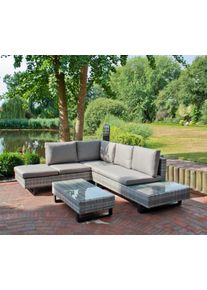 Gartenlounge-Set Garden Pleasure "Lounge-Eckgruppe &raquo;CADIZ&laquo;", grau (grau natur, schwarz), Aluminium, Wicker/Kunststoffgeflecht, Sitzm&ouml;bel-Sets, Gartenlounge-Set, 2 Sofas, Tisch LxB: 110x55 cm