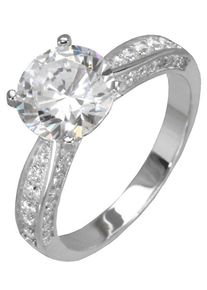 Fingerring Firetti "Schmuck Geschenk Silber 925 Silberring Verlobung Solit&auml;r" Gr. 18, silber (silberfarben), Fingerringe, Damen, 18, Silber 925 (Sterlingsilber), 3mm, Fingerring, mit Zirkonia (synth.)