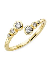 Fingerring "Schmuck Geschenk Silbering offen" Gr. 56, gelbgoldfarben, kristallwei&szlig;, ANISTON JEWELRY & WATCHES, Fingerringe, Damen, 56, Silber 925 (Sterlingsilber), 2,2mm, Fingerring, mit Zirkonia (synth.)