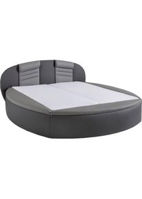 Rundbett, grau (dunkelgrau, hellgrau), B:220cm L:230cm, Bezug Bett: Kunstleder;Bonnell-Federkernmatratze: 51% Polypropylen, 39% Polyester, 10% Baumwolle;Kaltschaummatratze: 100% Polyester, Bezug abnehm- und waschbar bis 60C, Westfalia Schlafkomfort, Betten, Rundbett, mit Bettkasten