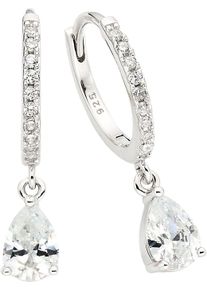 Paar Creolen Firetti "Schmuck Geschenk Silber 925 Ohrschmuck Ohrringe Tropfenanh&auml;nger", silber (silberfarben, kristallwei&szlig;, kristallwei&szlig;), Ohrringe, Damen, 15,2mm, Silber 925 (Sterlingsilber), Paar Creolen, mit Zirkonia (synth.) oder Spinell (synth.)