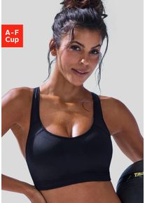 active by Lascana Sport-BH LASCANA ACTIVE, Damen, Gr. 75, Cup F, schwarz, Microtouch, Obermaterial: 76% Polyamid, 24% Elasthan, BHs Sport-BH, mit integrierten Schalen im Cup