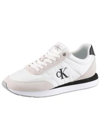 Keilsneaker Calvin Klein "RETRO RUNNER ESS MIX MAT", Damen, Gr. 40, Textil, wei&szlig; (wei&szlig;, schwarz), Textil, Veloursleder, kontrastfarbene Details, Basic, Schuhe Keilsneaker, Schn&uuml;rschuh, Halbschuh, Freizeitschuh mit leichter Laufsohle