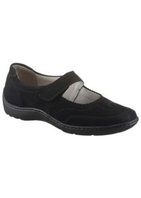 Waldl&auml;ufer Riemchenballerina WALDL&Auml;UFER "HENNI", Damen, Gr. 4,5 (37,5), schwarz, Nubukleder, Schuhe Riemchenballerina, Slipper, Bequemschuh, Klettschuh in komfortabler Weite H (=sehr weit)
