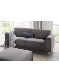 2-Sitzer Home Affaire "Janek Scandic Design, elegant und zeitlos", schwarz (pepper), B:178cm H:81cm T:90cm, Struktur fein ( 100% Polyester);Struktur weich (92% Polyester, 8% Nylon);Struktur weich (92% Polyester, 8% Nylon), Sofas, 2-Sitzer, mit Federkern und Keder in scandinavischem Design