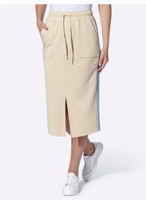 Jerseyrock Heine, Damen, Gr. 44, beige (sand), 55% Viskose, 40% Polyester, 5% Elasthan, gemustert, mehrfarbig, wadenlang, R&ouml;cke Jerseyrock