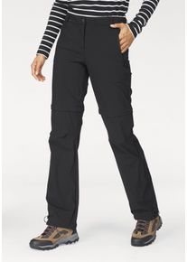 Trekkinghose Polarino, Damen, Gr. 80, K + L Gr, schwarz (schwarz (trekkinghose aus best&auml;ndigem material)), Obermaterial: 92% Polyamid, 8% Elasthan, bequem lang, Hosen Trekkinghose, mit abzippbaren Beinen