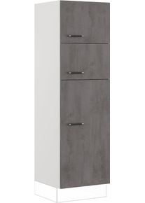 K&uuml;hlumbauschrank IMPULS K&Uuml;CHEN "Prag", Breite/H&ouml;he: 60/190,7 cm", grau (beton, optik schiefer dunkelgrau), B:60cm H:190,7cm T:57,6cm, Dekorfolie, Holzwerkstoff, Schr&auml;nke, K&uuml;hlumbauschrank, vormontiert, mit Dreht&uuml;ren