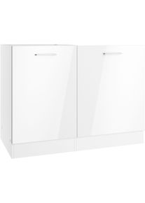 Sp&uuml;lenschrank KOCHSTATION "KS-Milan", wei&szlig; (wei&szlig; hochglanz), B:110cm H:82cm T:60cm, MDF, Schr&auml;nke, Sp&uuml;lenschrank, Sp&uuml;lzentrum 110 cm, matte oder hochgl&auml;nzende Fronten