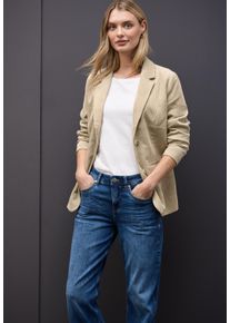 Jackenblazer Street One, Damen, Gr. 44, sanded beige, Web, Obermaterial: 90% Polyester, 8% Polyamid, 2% Elasthan. Futter: 100% Polyester, unifarben, regular fit normal, Blazer Jackenblazer, mit Reverskragen