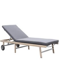 Gartenliege Merxx "Navarra", beige (natur), Gartenliegen, Gartenliege, L&auml;nge: 202 cm, verstellbare R&uuml;ckenlehne, inkl. Auflage, Topseller