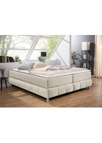 Boxspringbett Home Affaire "Salo", beige, B:206cm L:226cm, Komplettbetten, Boxspringbett, Ohne Kopfteil, inkl. Topper, auch in &Uuml;berl&auml;nge 220 cm