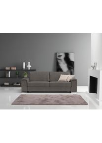 Schlafsofa Egoitaliano "Cecilia, modern & elegant, erstklassiger Sitzkomfort, Dauerschl&auml;fer", grau (smoke), B:234cm H:85cm T:102cm, Luxus-Micofaser Lederoptik (100% Polyester) ist ein neues technisches Gewebe mit einem visuellen und taktilen Aspekt, der dem Nubuk sehr nahe kommt, mit innovativen Eigenschaften. Seine au&szlig;erordentliche Weichheit kommt von einem exklusiven Produktionsprozess, der Unre