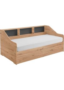 Stauraumbett Relita "Rene", braun (eiche artisan), B:112,9cm L:205,6cm, Betten, Stauraumbett, ausziehbarer Unterbau und 2 Schubladen. Lieferung ohne Matratze