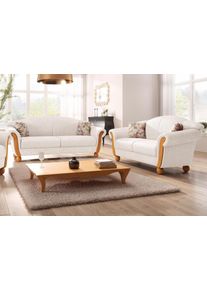 Polstergarnitur Home Affaire "Milano, bequem durch Federkern, Landhaus Stil, geschwungene Armlehnen", beige (sand), H:83cm T:81cm, Sitzm&ouml;bel-Sets, Polstergarnitur, Set bestehend aus 2-Sitzer und 3-Sitzer