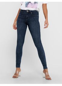 Skinny-fit-Jeans Only "ONLPOWER MID SK PUSHUP DNM REA3659 NOOS", Damen, Gr. L, L&auml;nge 32, dunkelblau denim, Denim/Jeans, Obermaterial: 92% Baumwolle, 6% Polyester, 2% Elasthan, unifarben, skinny fit lang, Jeans Skinny-fit-Jeans