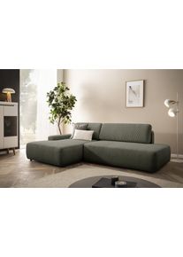 Ecksofa Home Affaire "TORGE, Schlafsofa Cord, Samtvelours u. Strukur fein, Couch in L-Form", gr&uuml;n (khaki), B:276cm H:82cm T:164cm, 100% Polyester, Sofas, Ecksofa, Schlaffunktion und Bettkasten, Liegefl&auml;che: 210x125 cm, neues Design