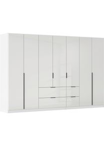 Dreht&uuml;renschrank OTTO HOME "Kleiderschrank Kleiderschr&auml;nke Schrank Garderobe AGORDO mit Glasfront", wei&szlig; (alpinwei&szlig;, glas kristallwei&szlig;), B:315cm H:210cm T:54cm, Holzwerkstoff, Schr&auml;nke, Dreht&uuml;renschrank, mit Au&szlig;enschubk&auml;sten, in 7 Breiten und 2 H&ouml;hen MADE IN GERMANY