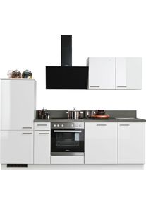 K&uuml;chenzeile KOCHSTATION "KS-Scafa, vormontiert, mit h&ouml;henverstellbaren F&uuml;&szlig;en, vormontiert, mit", wei&szlig; (k&uuml;che: wei&szlig;, korpus: wei&szlig;, arbeitsplatte: stahlfarben dunkel), B:260cm T:60cm, Komplettk&uuml;chen-Sets, K&uuml;chenzeile, Soft-Close, wahl. mit E-Ger&auml;ten inkl. Geschirrsp&uuml;ler, Breite 260 cm