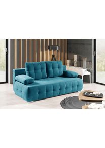 Schlafsofa WERK2 "Indigo Bettsofa mit Bettkasten, Breite 205cm, hochwertige Verarbeitung", blau (t&uuml;rkis), B:205cm H:90cm T:95cm, 100% Polyester, Sofas, Schlafsofa, 2-Sitzer Sofa und Schlafcouch mit Federkern & Bettkasten