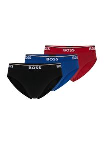 Slip BOSS "Brief 3P Power", Herren, Gr. L, 3 Stk., open miscellaneous 962, Jersey, Obermaterial: 95% Baumwolle, 5% Elasthan, eng, Unterhosen Slip, Elastikbund mit Logo
