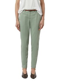 Chinohose comma, Damen, Gr. 38, L&auml;nge 24, khaki, Web, Obermaterial: 65% Baumwolle, 30% Polyester, 5% Elasthan, slim fit 7/8-L&auml;nge, Hosen Chinohose, mit G&uuml;rtel und Stretch