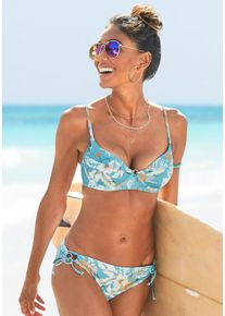 B&uuml;gel-Bikini-Top Sunseeker "Suva", Damen, Gr. 40, Cup D, blau (aquablau, bedruckt), Polyamid, floral, Bikini-Oberteile B&uuml;gel-Bikini-Top, mit leichter Wattierung
