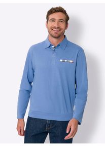 Poloshirt CLASSIC "Langarm-Poloshirt", Herren, Gr. 48/50, blau (mittelblau), 100% Baumwolle, Webware:100% Baumwolle, unifarben, Shirts Poloshirt