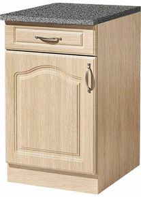 Wiho-K&uuml;chen Unterschrank WIHO K&Uuml;CHEN "Linz", braun (front: landhaus eiche, korpus: sonoma eiche, arbeitsplatte: granit grau), B:50cm H:85cm T:60cm, Schr&auml;nke, Unterschrank, 50 cm breit, in Landhaus-Optik