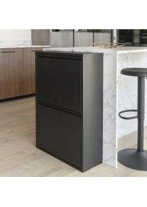 M&uuml;lltrennsystem SPINDER DESIGN "Gigi", schwarz, B:60cm H:92cm T:25cm, Metall, M&uuml;lleimer, M&uuml;lltrennsystem, Metall, Breite 60 cm