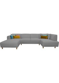 Wohnlandschaft OTTO HOME "Maroon U-Form", grau (hellgrau), B:358cm H:82cm T:192cm, Struktur grob ( 100% POLYPROPYLEN;Struktur fein ( 100% Polyester);Struktur (100% Polyester), Sofas, Wohnlandschaft, in skandinavischem Design, mit losen Kissen