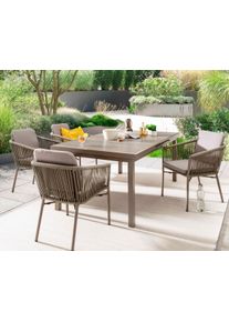 Garten-Essgruppe Destiny "LUCCA IMOLA", grau (taupe), Polyester, Aluminium, Polyester, Sitzm&ouml;bel-Sets, Garten-Essgruppe, Aluminium, Polyrattan, Rope
