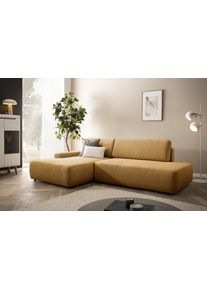 Ecksofa Home Affaire "TORGE, Schlafsofa Cord, Samtvelours u. Strukur fein, Couch in L-Form", gelb (honiggelb), B:276cm H:82cm T:164cm, 100% Polyester, Sofas, Ecksofa, Schlaffunktion und Bettkasten, Liegefl&auml;che: 210x125 cm, neues Design