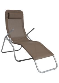 Gartenliege Merxx "XXL", grau (silberfarben, fl&auml;che: taupe), Obermaterial: 100% Polyester, Gartenliegen, Gartenliege, Stahl/Textil, inkl. Kopfkissen, Topseller