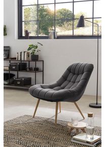 Relaxsessel Salesfever "Toulon - Komfortabler Loungesessel", grau (grau, holzfarben), B:76cm H:85cm T:85,6cm, Sessel, Relaxsessel, mit XXL-Steppung, mit schwarzen oder naturfarbenen Beinen
