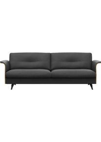 3-Sitzer FLEXLUX "Glow bequem und komfortabel durch hochwertigen Sitzaufbau, Designsofa", schwarz (deep schwarz), B:224cm H:81cm T:91cm, 100% Echteder, Sofas, 3-Sitzer, Skandinavisches Design, In hochwertiger Verarbeitung