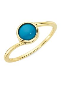 Fingerring "Silberring gelbgoldfarben vergoldet mit T&uuml;rkis" Gr. 58, gelbgoldfarben, blau, ANISTON JEWELRY & WATCHES, Fingerringe, Damen, 58, Silber 925 (Sterlingsilber), 1,2mm, Fingerring, mit T&uuml;rkis