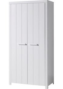 Kleiderschrank Vipack, wei&szlig;, B:100cm H:206cm T:58cm, Holzwerkstoff, Schr&auml;nke, Kleiderschrank, Ger&auml;umiger 2-trg. Kleiderschrank in Landhaus Optik, 2 F&auml;cher
