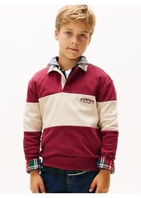 Langarm-Poloshirt Tommy Hilfiger, Jungen, Gr. 16 (176), gulf sand colourblock, Single Jersey, Obermaterial: 100% Baumwolle, mehrfarbig, regular fit normal, Rundhals, eingesetzt angesetztes B&uuml;ndchen, Shirts Langarm-Poloshirt, Regular fit, f&uuml;r Kinder bis 16 Jahre