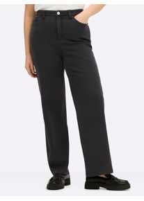 5-Pocket-Jeans sheego, Damen, Gr. 58, Normalgr&ouml;&szlig;en, schwarz denim, 56% Baumwolle, 19% Polyester, 14% Lyocell, 10% Viskose, 1% Elasthan, Einsatz:85% Polyester, 15% Elasthan, unifarben, lang, Jeans 5-Pocket-Jeans