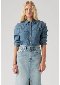 Levi's Jeansbluse LEVI'S "TEODORA WESTERN SHIRT", Damen, Gr. L (40), going steady 7, Web, Obermaterial: 60% Lyocell, 40% Baumwolle, h&uuml;ftbedeckend, Blusen Jeansbluse, mit Druckkn&ouml;pfen