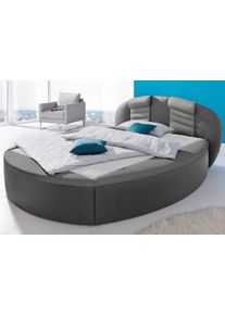Rundbett, grau (dunkelgrau, hellgrau), B:200cm L:230cm, Bezug Bett: Kunstleder;Bonnell-Federkernmatratze: 51% Polypropylen, 39% Polyester, 10% Baumwolle;Kaltschaummatratze: 100% Polyester, Bezug abnehm- und waschbar bis 60C, Westfalia Schlafkomfort, Betten, Rundbett, mit Bettkasten