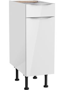 Unterschrank KOCHSTATION "KS-Aken", wei&szlig; (wei&szlig; hochglanz, wei&szlig;), B:30cm H:87cm T:58,4cm, Schr&auml;nke, Unterschrank