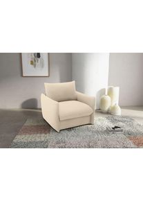 Sessel DOMO collection "700023 wandelbar zum Loungesessel, Relaxliege und G&auml;stebett", beige, B:105cm H:95cm T:100cm, 95% Polyester, 5% Nylon, Sessel, Sessel, Schlaffunktion, Federkern, stabile Liegefl&auml;che ca. 70 x 195 cm