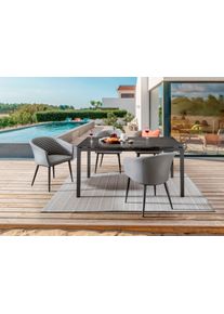 Garten-Essgruppe Destiny "MODENA CREMONA", grau, Polyester, Aluminium, Sitzm&ouml;bel-Sets, Garten-Essgruppe, Aluminium, Olefin, Glas mit Keramik&uuml;berzug