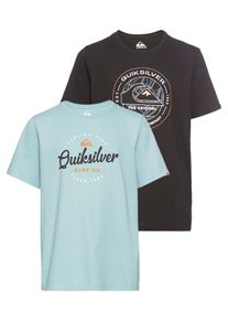 T-Shirt Quiksilver "ON POINT FLYIN SHORT SLEEVE TEE PACK YTH", Jungen, Gr. 14 (158/164), gr&uuml;n (mint, schwarz), Obermaterial: 100% Baumwolle, Shirts T-Shirt, Topseller