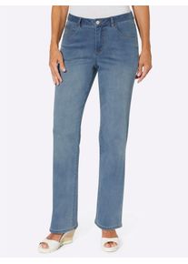 5-Pocket-Jeans Inspirationen, Damen, Gr. 42, Normalgr&ouml;&szlig;en, blau (blau, bleached), 56% Baumwolle, 19% Polyester, 14% Lyocell, 10% Viskose, 1% Elasthan, unifarben, lang, Jeans 5-Pocket-Jeans
