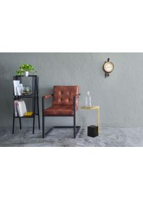 Beistelltisch Kayoom "Oscar 225, Passender Marmorfu&szlig; in kantigem Design", schwarz, Tische, B/H/T: 30cm x 56cm x 30cm, Tischplatte:100% marmorisiertes Glas Gestell:Marmor / Edelstahl, Beistelltisch, Eckiger Marmorfu&szlig;, eckige Ablagefl&auml;che und Gestell aus Edelstahl, B:30cm H:56cm T:30cm