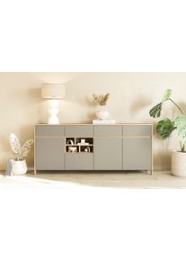 Sideboard Home Affaire "Stranda, moderner Schrank, Kommode im Scandi-Style, 198 cm breit", eukalyptus skandi, B:193cm H:85cm T:39cm, FSC-zertifizierter Holzwerkstoff, Sideboards, Sideboard, elegante Rahmenoptik, ausreichend Stauraum, vielseitig einsetzbar
